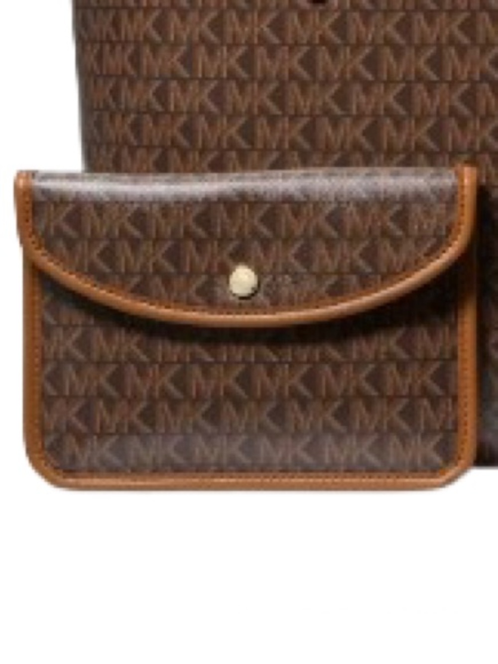 Michael Kors Brown Monogram Flat Pouch Wristlet Wallet